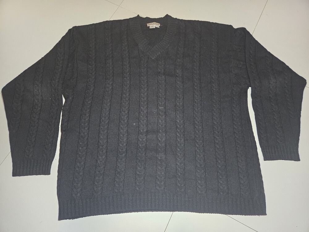 Eddie Bauer Wool Pullover Sweater Black Mens 90% lambs wool 10% Cashmere XXXL